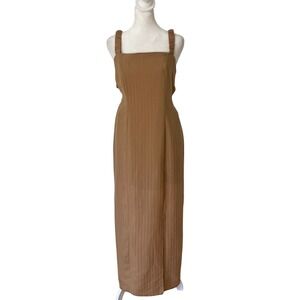 Sadie & Sage tan‎ dress maxi neutral brown vaike small women sheath slit slip on
